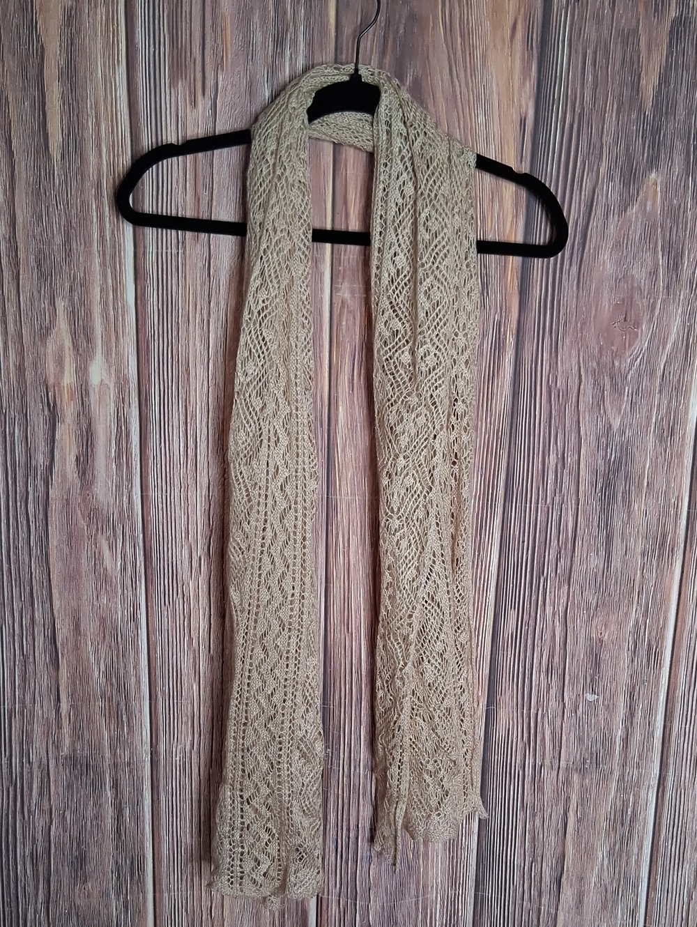 Lightweight Beige Pink Color Knit Scarf